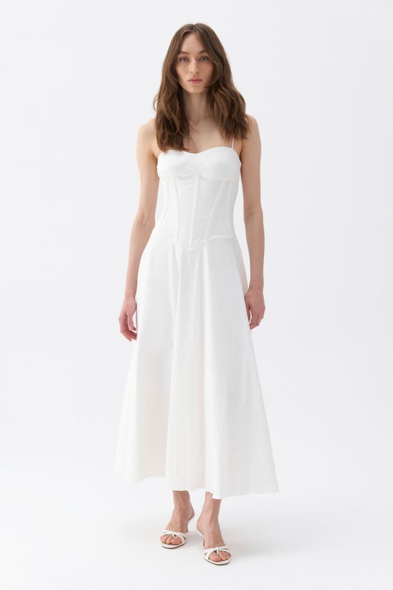 Corset Detailed Dress, Main, color, Ivory