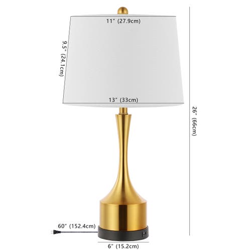 Jonathan Y Cooper 26" Classic French Country Iron Led Table Lamp With Usb Charging Port In Brass Gold