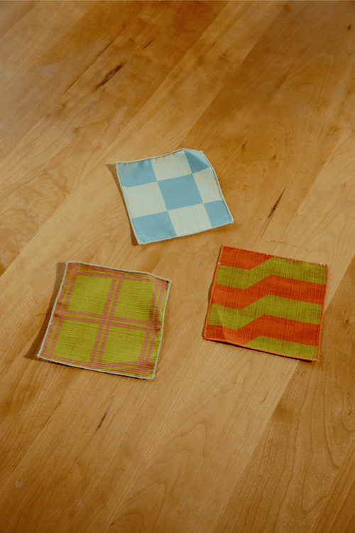 Tortuga Forma Checker Cocktail Napkins Set Of 4 In Blue