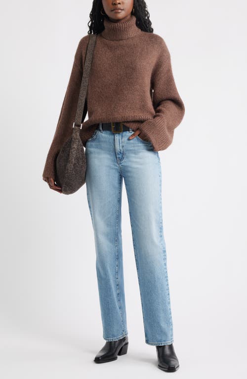 Treasure & Bond Fuzzy Turtleneck Sweater In Brown