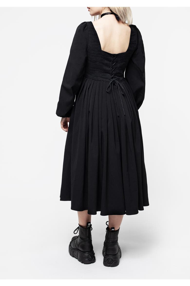 Mina Corset Midi Dress, Alternate, color, Black