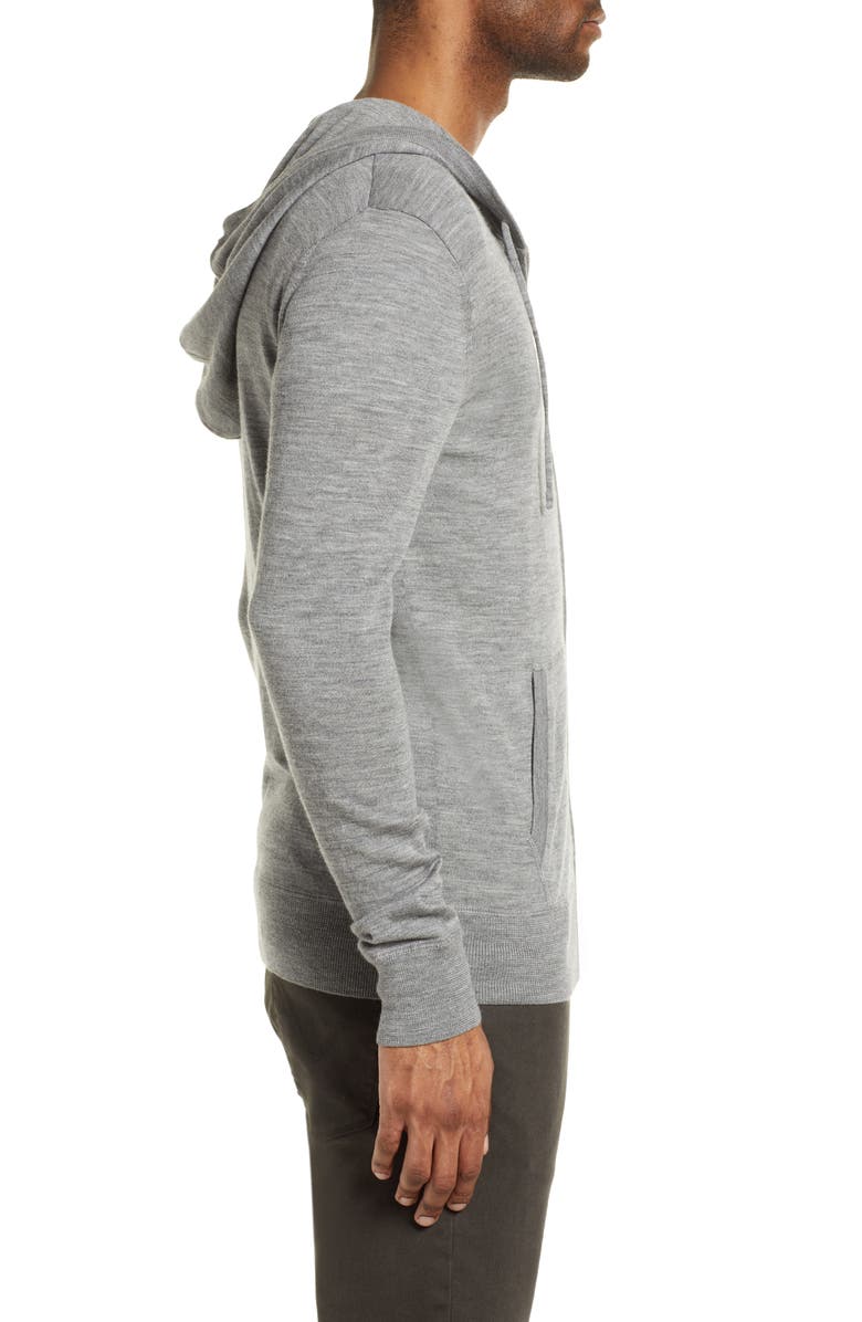 AllSaints Mode Slim Fit Merino Wool Zip Hoodie, Alternate, color, Grey Marl
