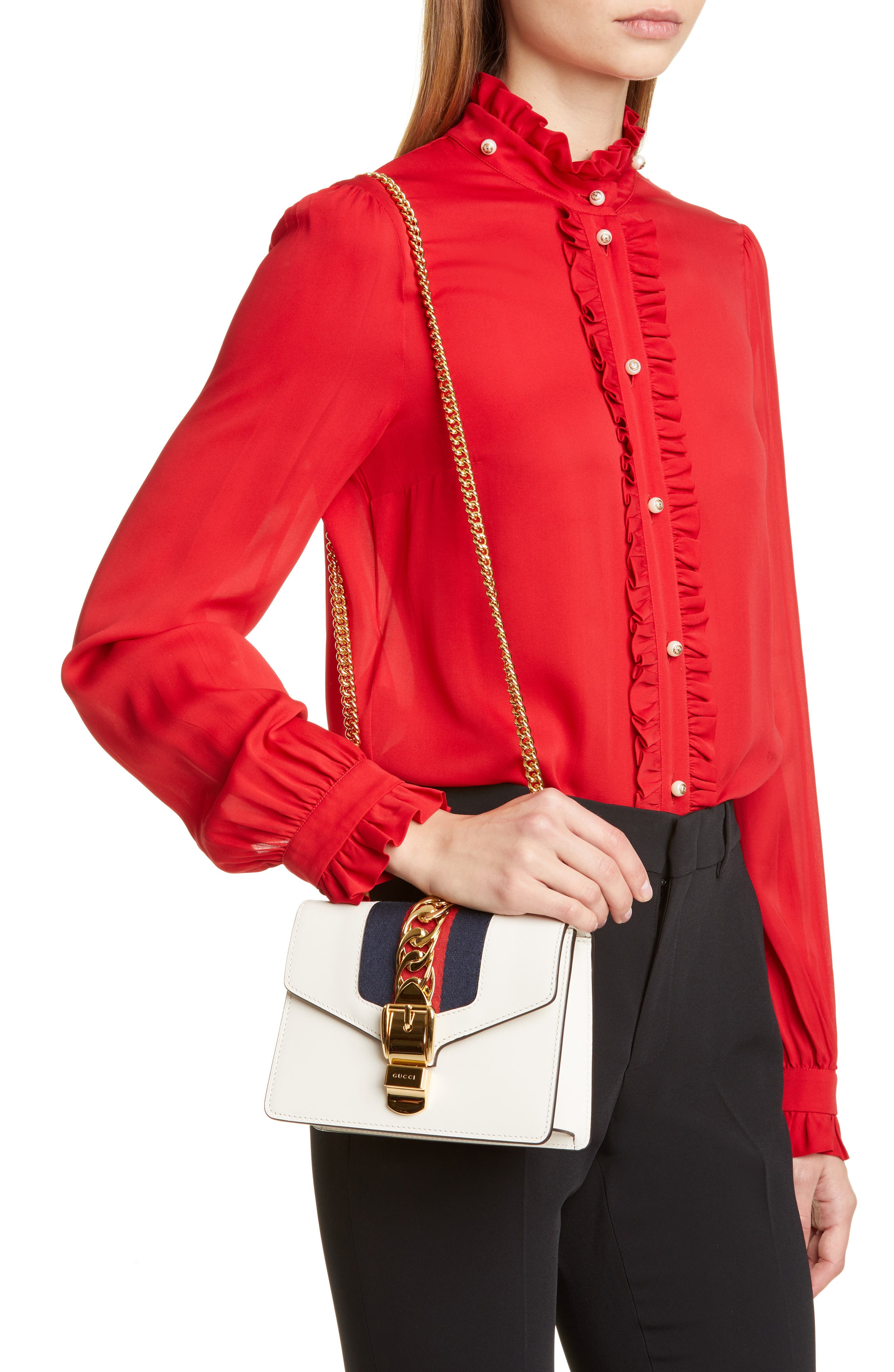 Gucci Mini Leather Shoulder Bag, Alternate, color, 