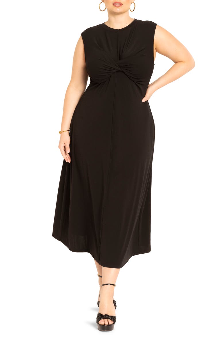 ELOQUII Center Twist Knit Midi Dress, Main, color, 