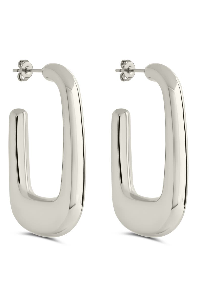 Sterling Forever Daphne Geometric Hoop Earrings, Main, color,