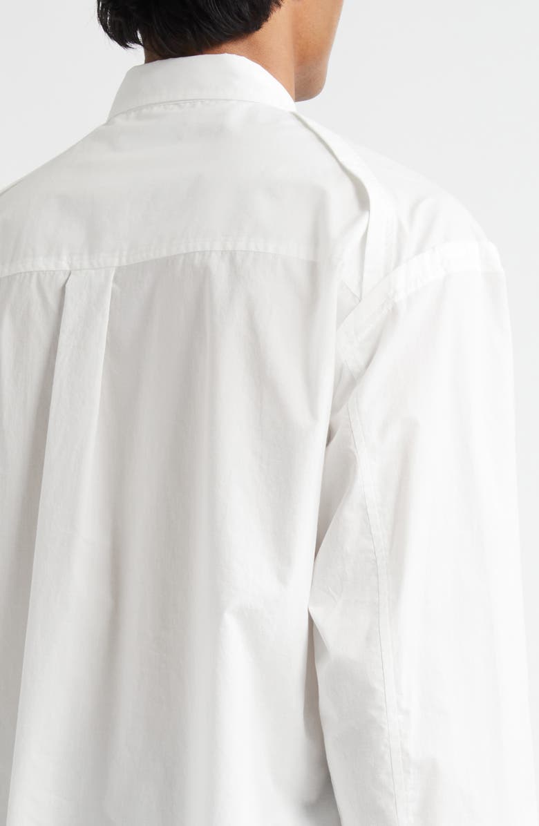 Undercover Beaded Floral Embroidered Patch Cotton Button-Up Shirt, Alternate, color, White