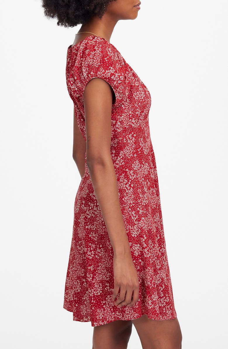 Madewell Floral Ruched Scoop Neck Minidress, Alternate, color, Harper Floral Red White