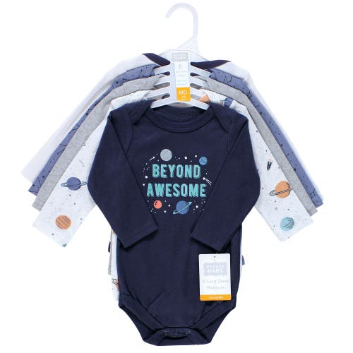 Hudson Baby Five-piece Collection Of Long-sleeve Cotton Bodysuits In Black