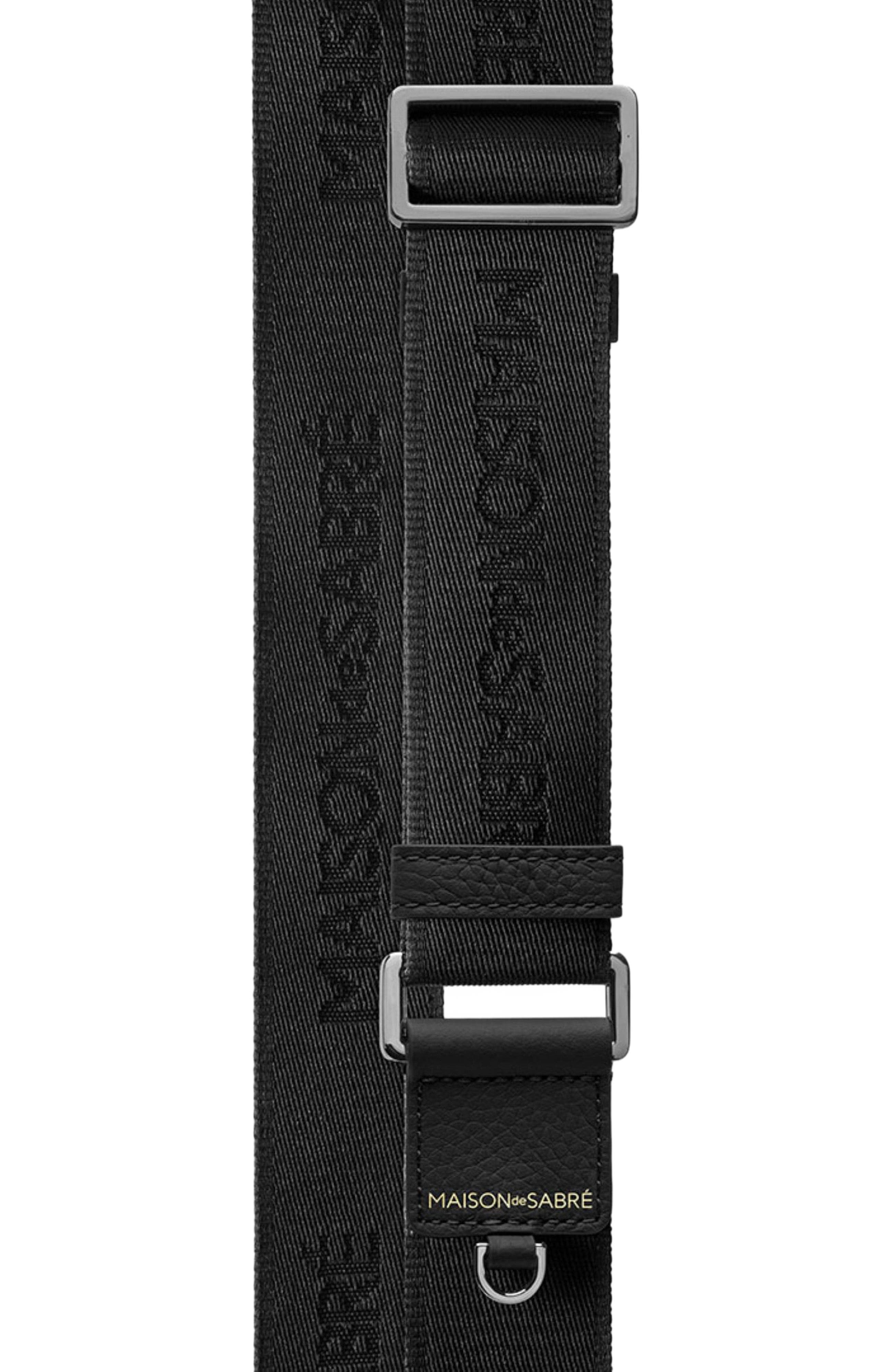 MAISON de SABRÉ Small Leather Messenger Bag, Alternate, color, Black Caviar