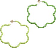 Bea Bongiasca Flower Two-Tone Enamel Hoop Earrings