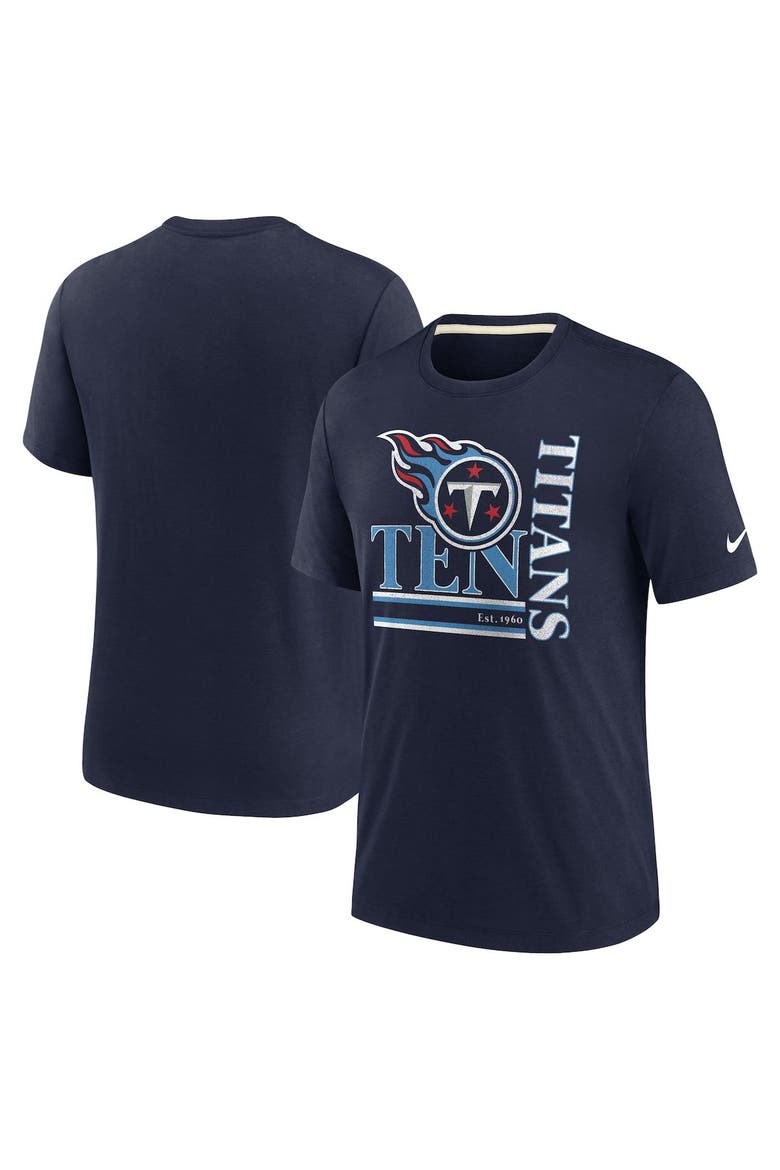 Men's Nike Navy Tennessee Titans Wordmark Logo Tri-Blend T-Shirt, Main, color, Navy