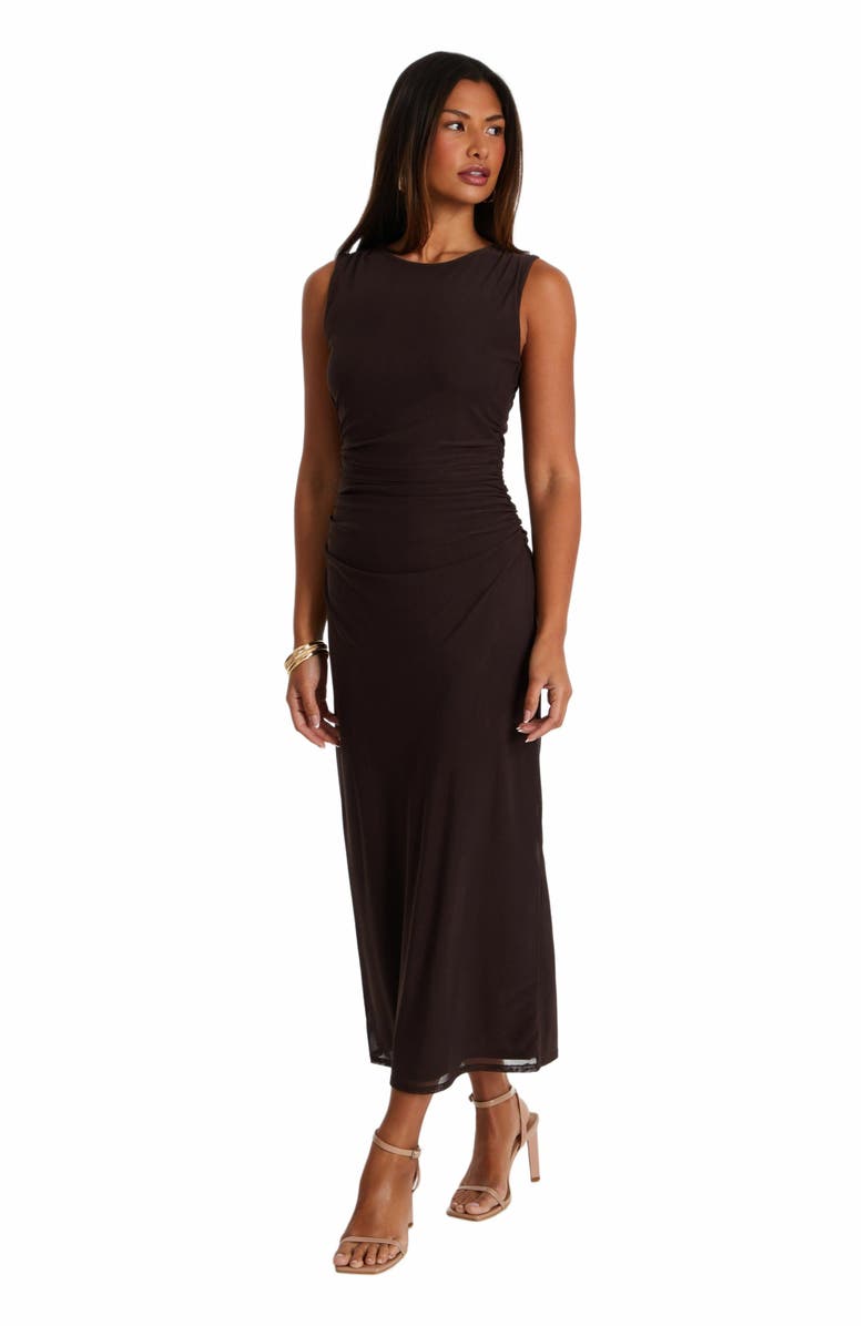 QUIZ Mesh Ruched Bodycon Maxi Dress, Alternate, color, 