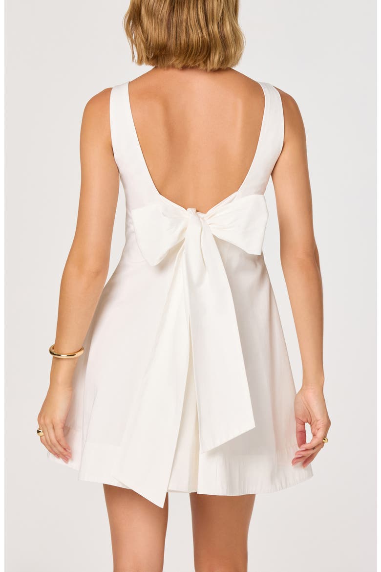 Shyla Bow Back Cotton Blend A-Line Dress, Alternate, color, WHITE