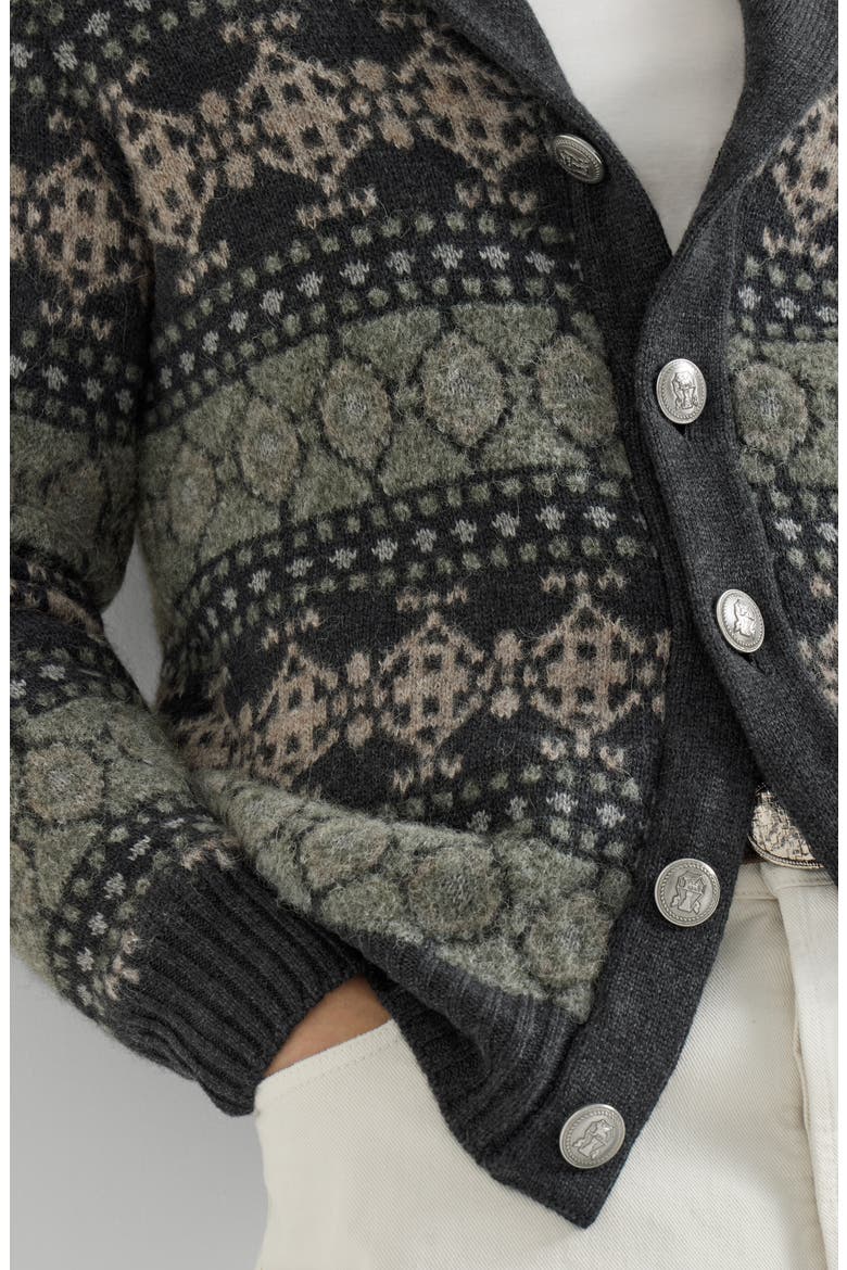 Cashmere jacquard cardigan, Alternate, color, Dark Grey