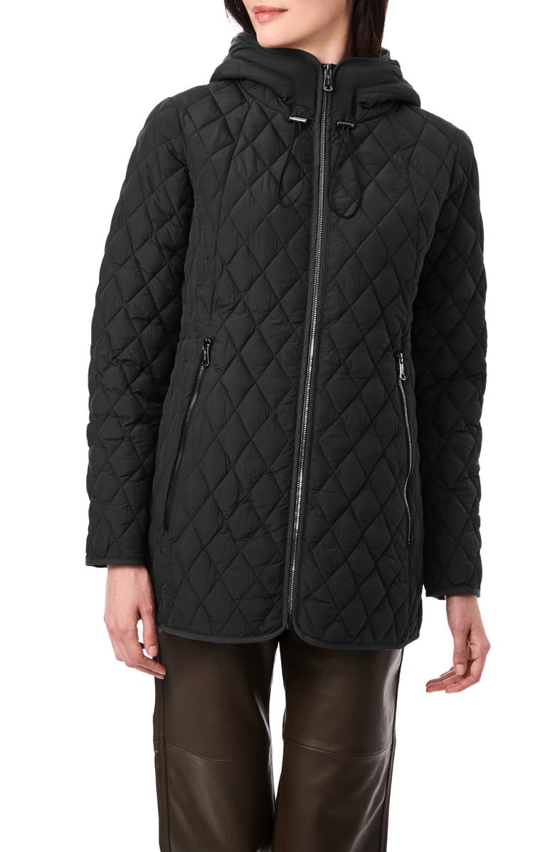 Bernardo Diamond Quilt Packable Hooded Puffer Jacket, Main, color, 