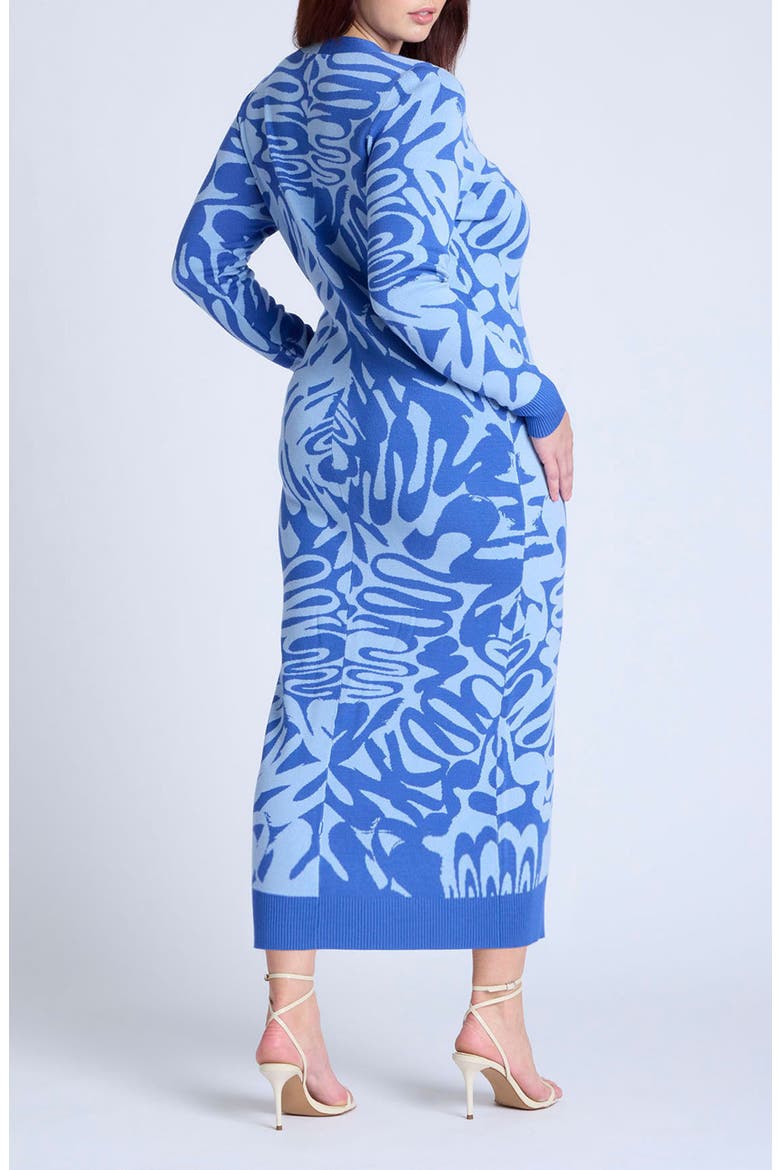 Intarsia Two-Tone Sweater Dress, Alternate, color, SOPHISTICATED SQUGGLES BLUE