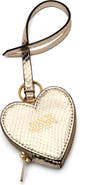 Frances Valentine Heart Snakeskin Embossed Metallic Leather Key Chain Wristlet