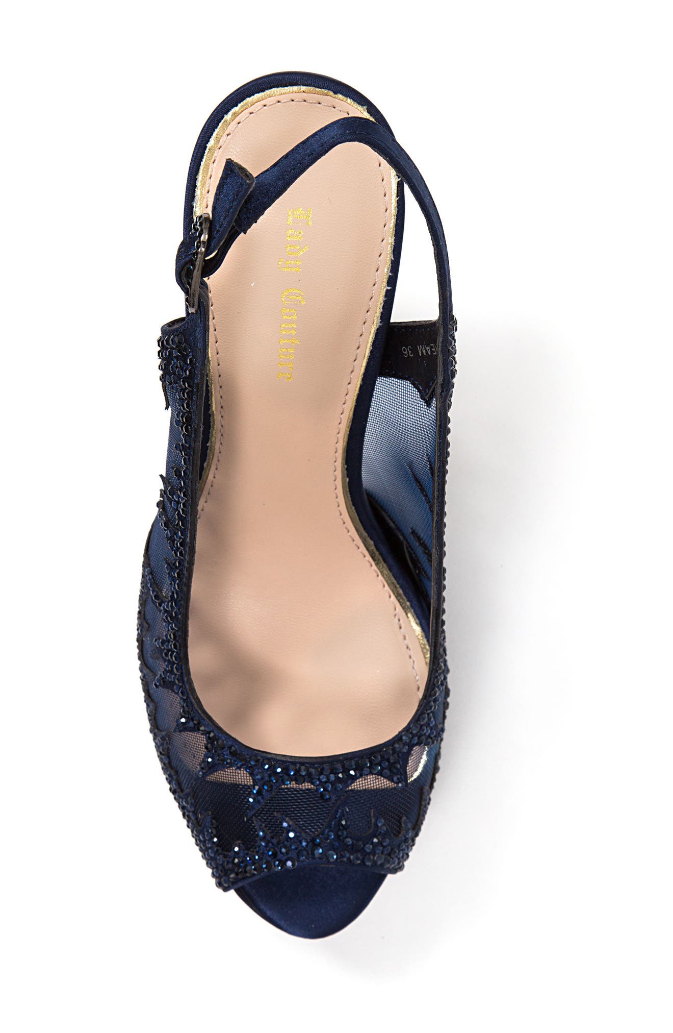 LADY COUTURE Dream Peep Toe Slingback Pump, Alternate, color, Navy