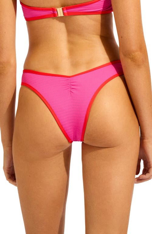 Seafolly Scoop High Cut Colorblock Bikini Bottoms In Pink