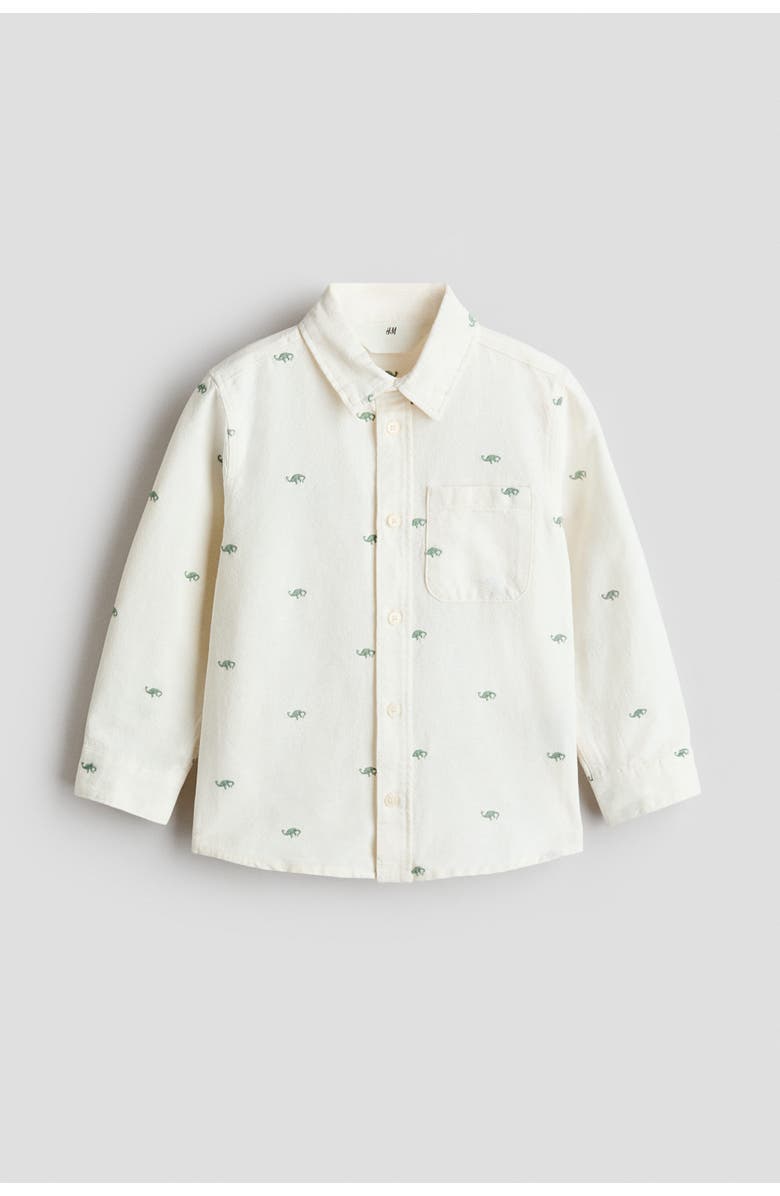 H&M Embroidered Oxford Shirt, Main, color, Cream/Dinosaurs