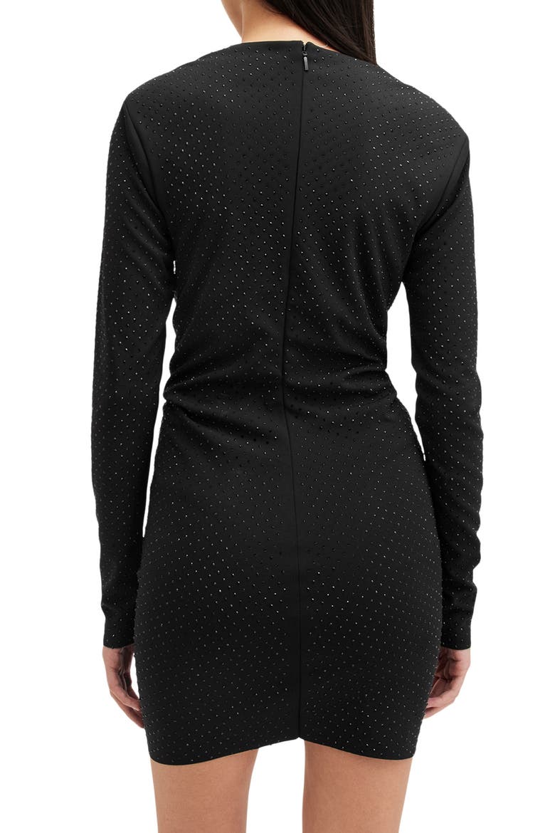 Ayla Long Sleeve Ruched Minidress, Alternate, color, BLACK