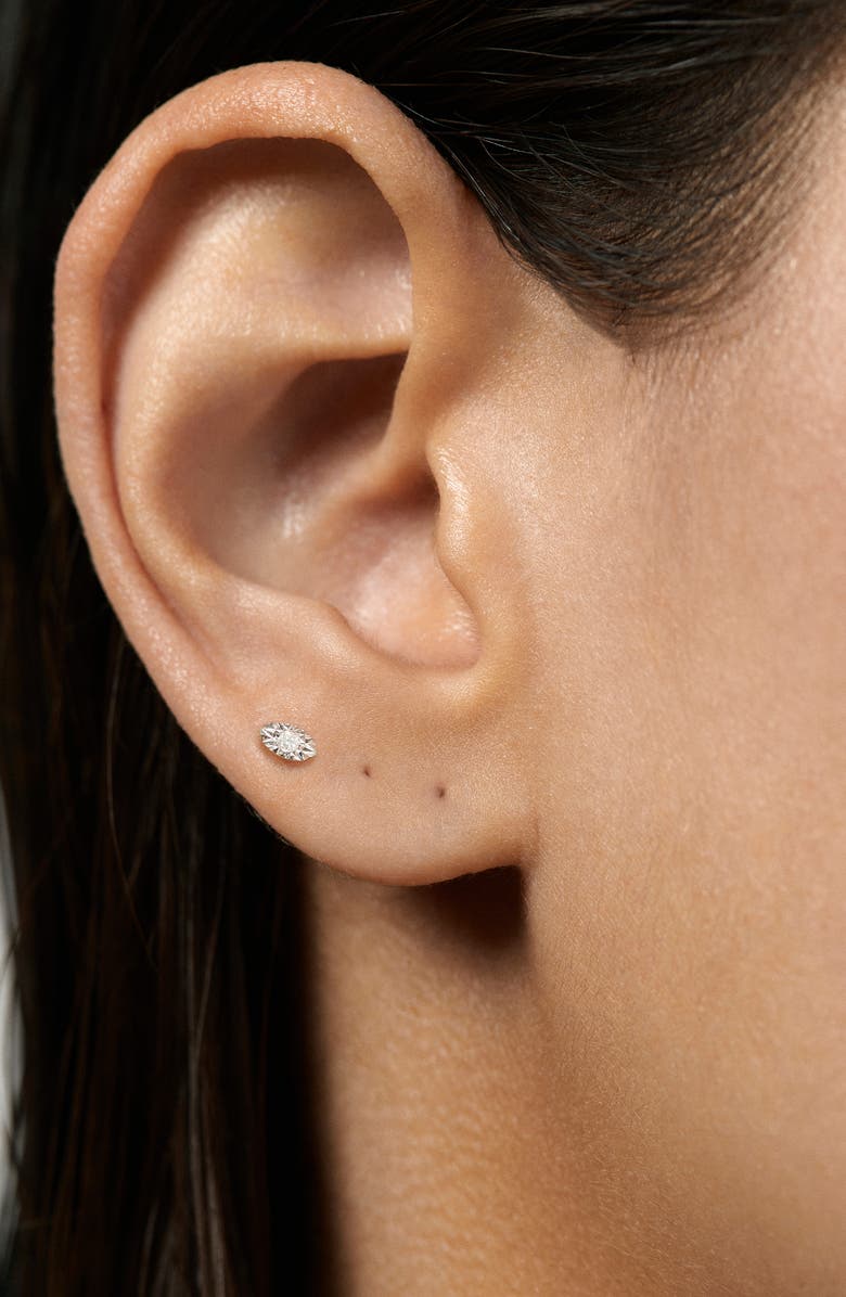 Monica Vinader Single 14K Gold Diamond Marquise Flat Back Stud Earring, Alternate, color, 