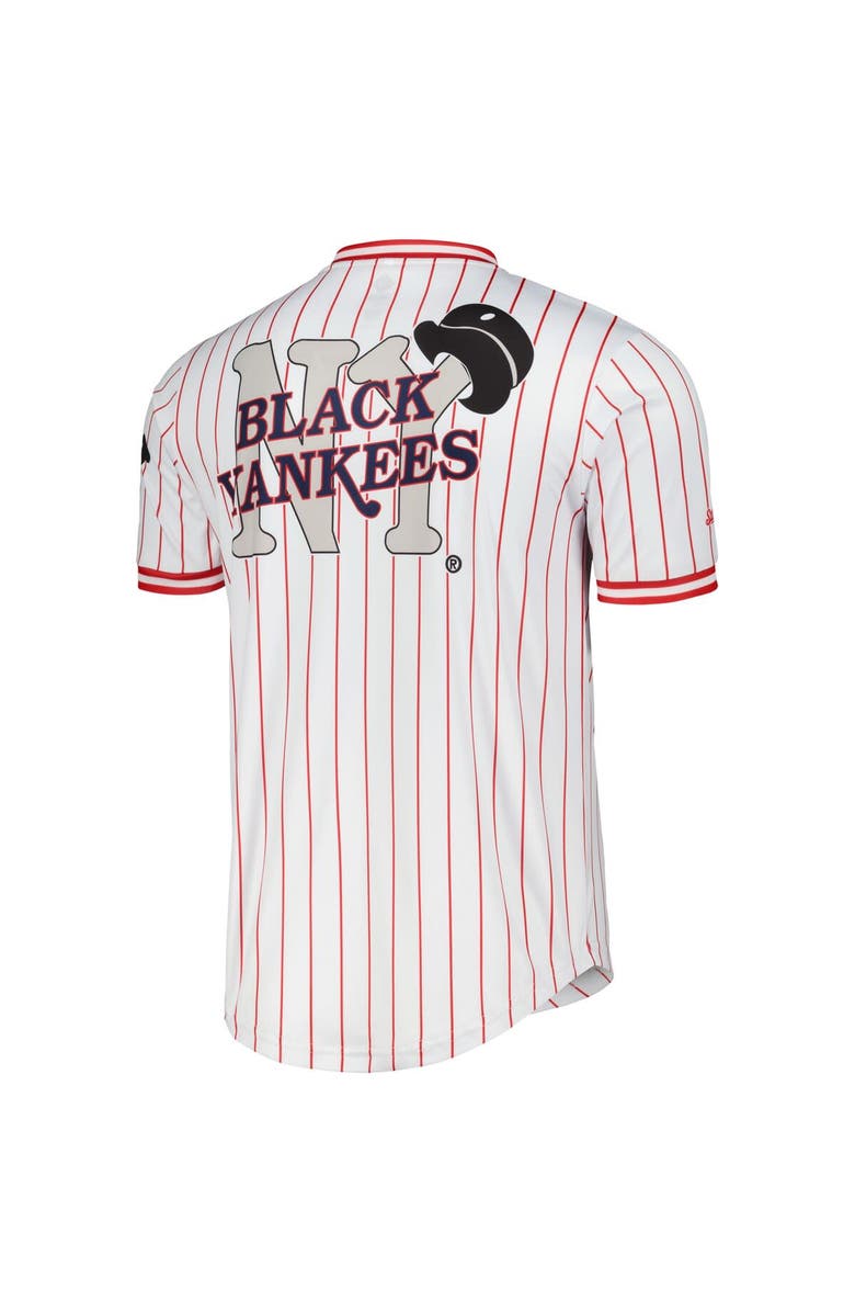 STITCHES Men's Stitches White Black Yankees V-Neck Jersey, Alternate, color,