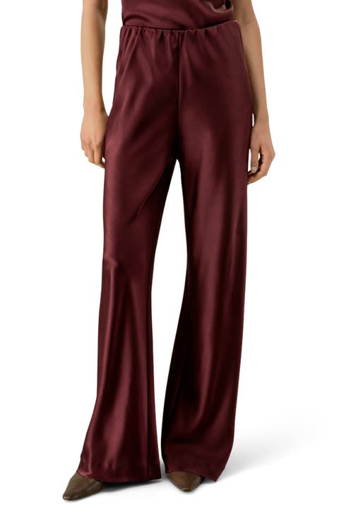 Women's Straight-Leg Silk Satin Pants
