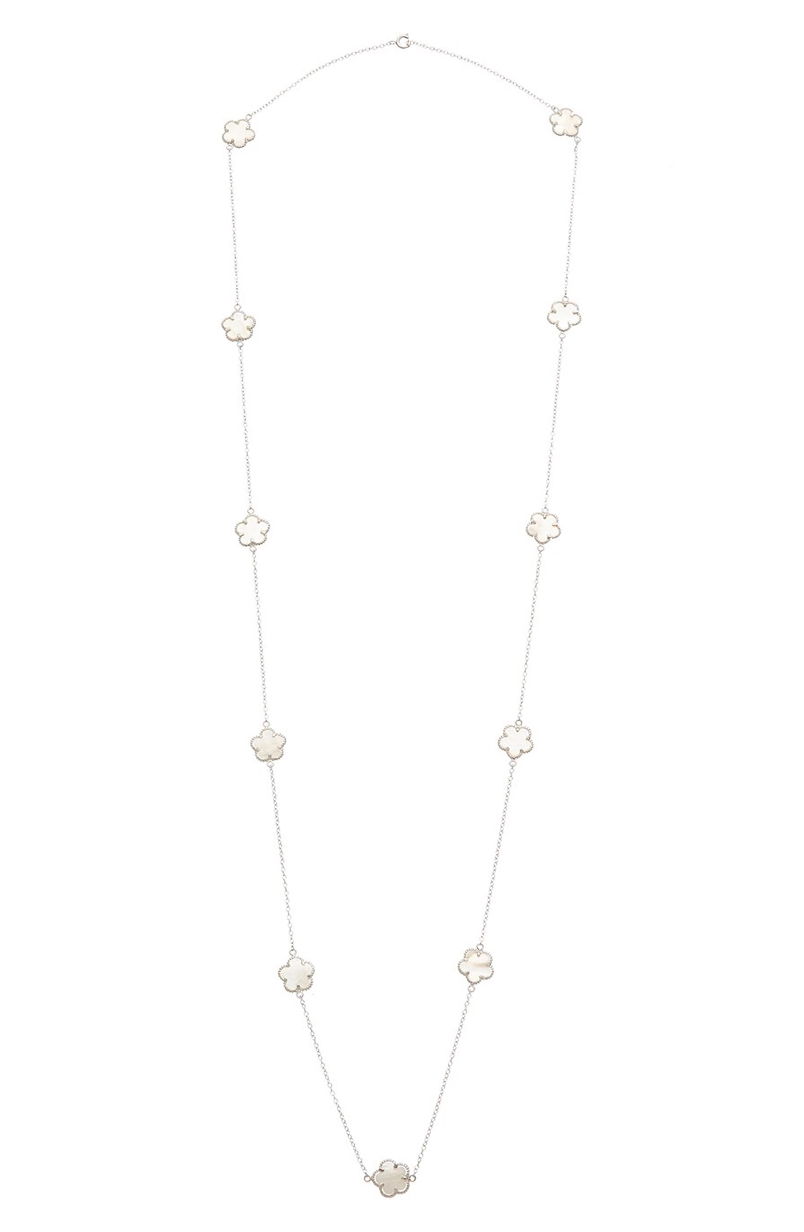 Juvell Mother-of-Pearl Clover Station Chain Long Necklace