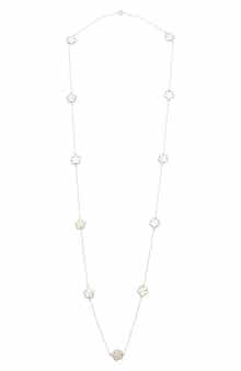 Juvell Mother-of-Pearl Clover Station Chain Long Necklace
