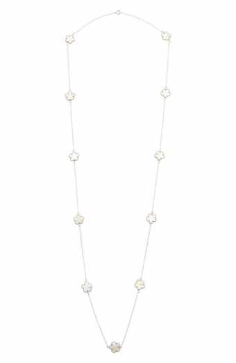 Juvell Mother-of-Pearl Clover Station Chain Long Necklace