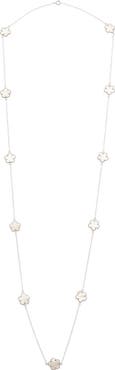 Juvell Mother-of-Pearl Clover Station Chain Long Necklace