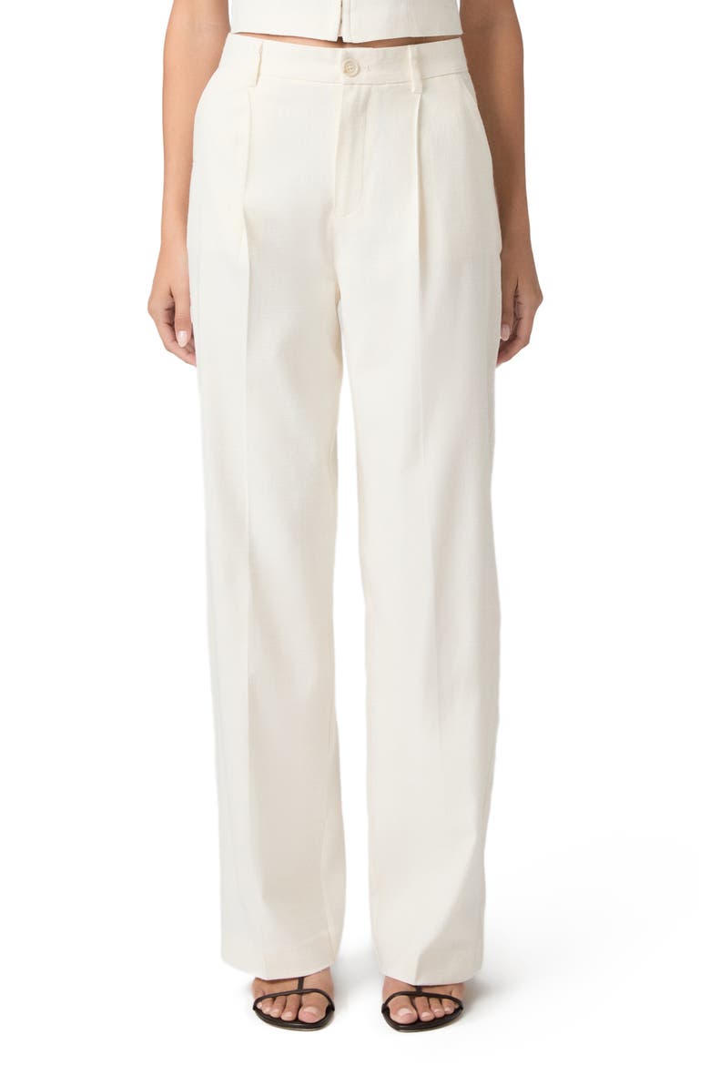 Westin Pleated Straight Leg Pants, Main, color, BONE