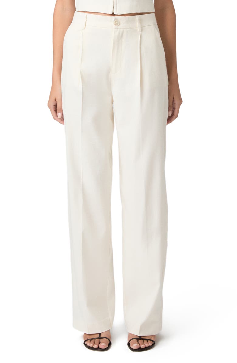 PAIGE Westin Pleated Straight Leg Pants, Main, color, Bone