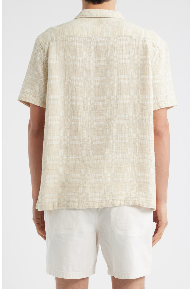 Jacquard Cotton Blend Camp Shirt, Alternate, color, BEIGE PEARLED