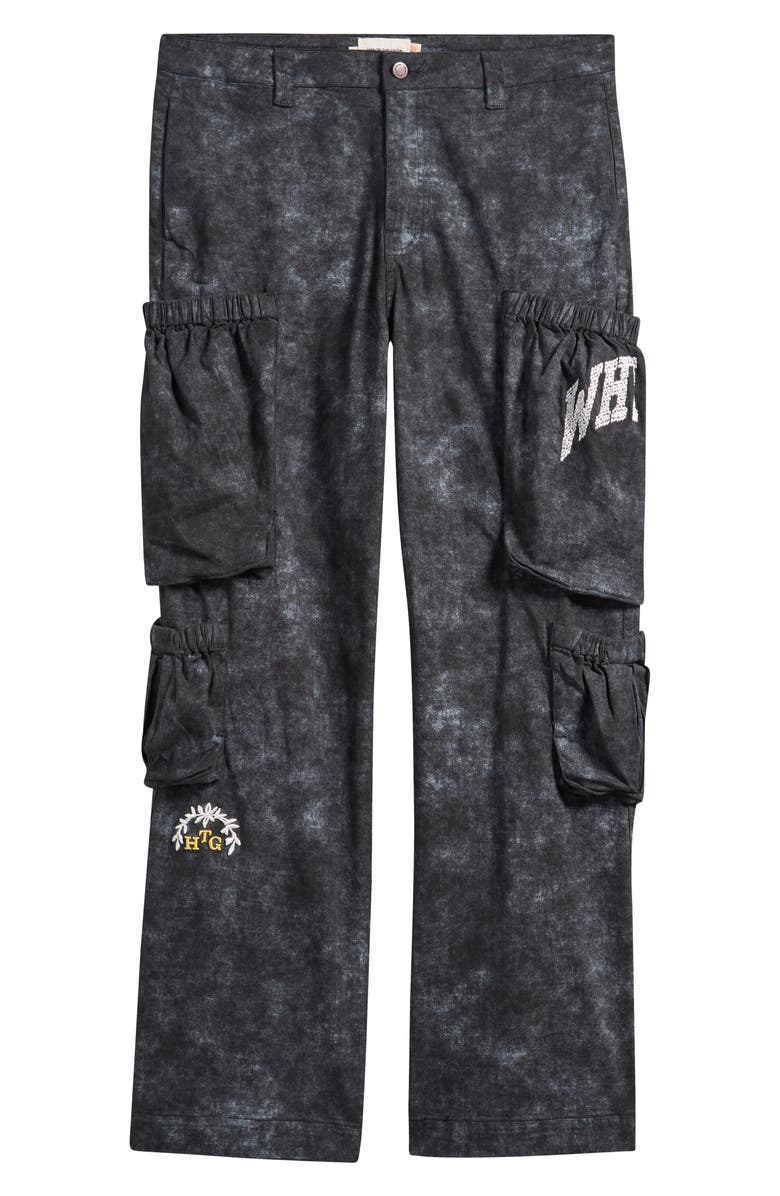 HONOR THE GIFT Wide Leg Cotton Twill Cargo Pants, Alternate, color, Black