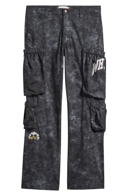 Honor The Gift Wide Leg Cotton Twill Cargo Pants In Black