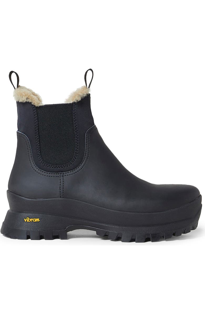 Loeffler Randall Tara Geniune Shearling Lined Water Resistant Chelsea Boot, Alternate, color, Black/ Black