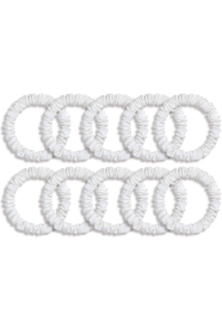 Pure Silk 10-Pack Skinny Scrunchies, Main, color, White