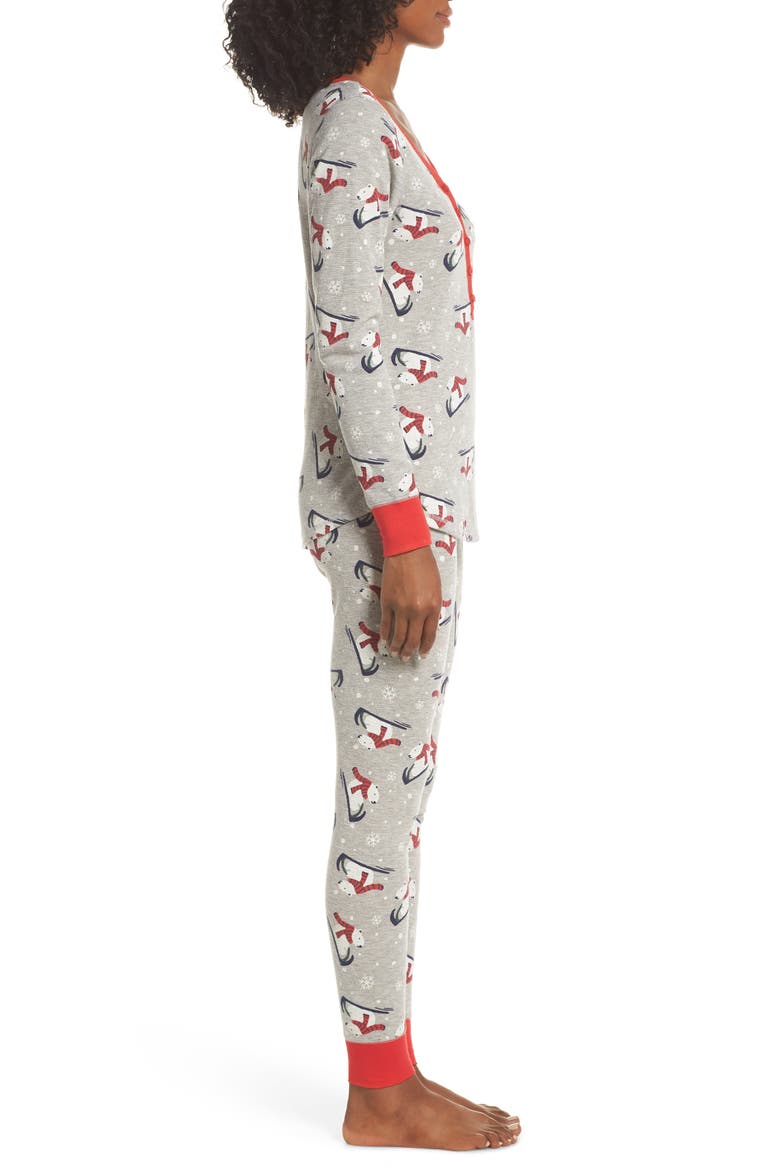 Lingerie Sleepyhead Thermal Pajamas, Alternate, color, GREY PEARL HEATHER POLAR BEAR