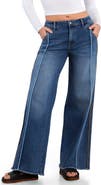 Wash Lab Denim High Waist Wide Leg Piping Jeans