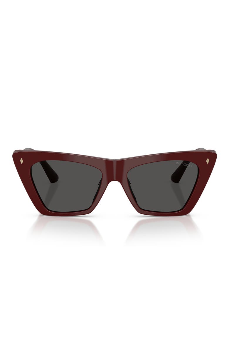 53mm Cat Eye Sunglasses, Main, color, CRANBERRY / DARK GREY