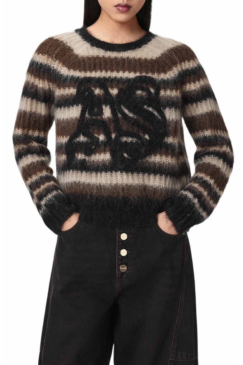 Rega AS Logo Striped Sweater, Main, color, FAWN BROWN