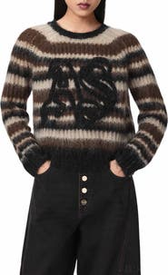 AllSaints Rega AS Logo Striped Sweater