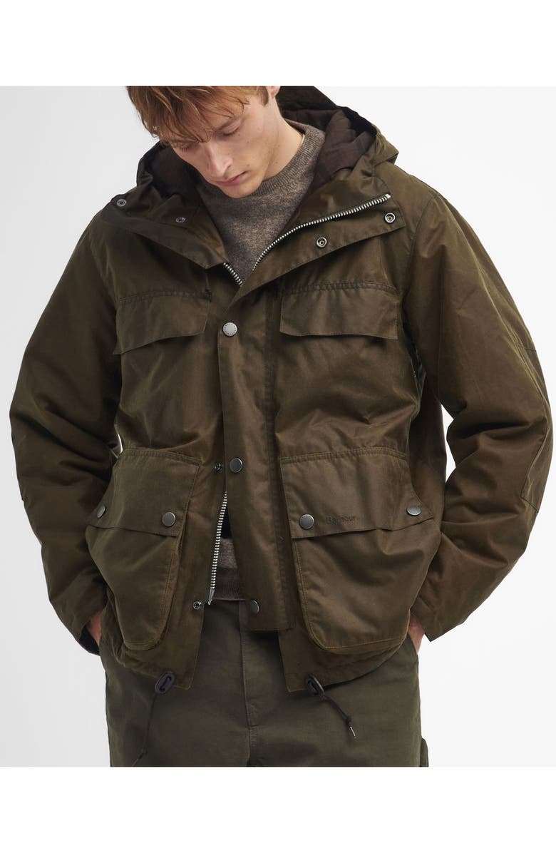Barbour Durham Water Resistant Waxed Cotton Coat, Alternate, color, 