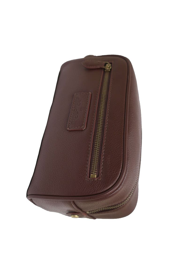 Full grain leather travel kit, brown, Main, color, Brown