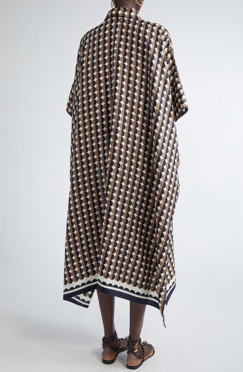Oscar de la Renta Mini Geo Print Silk Caftan Dress, Alternate, color, 