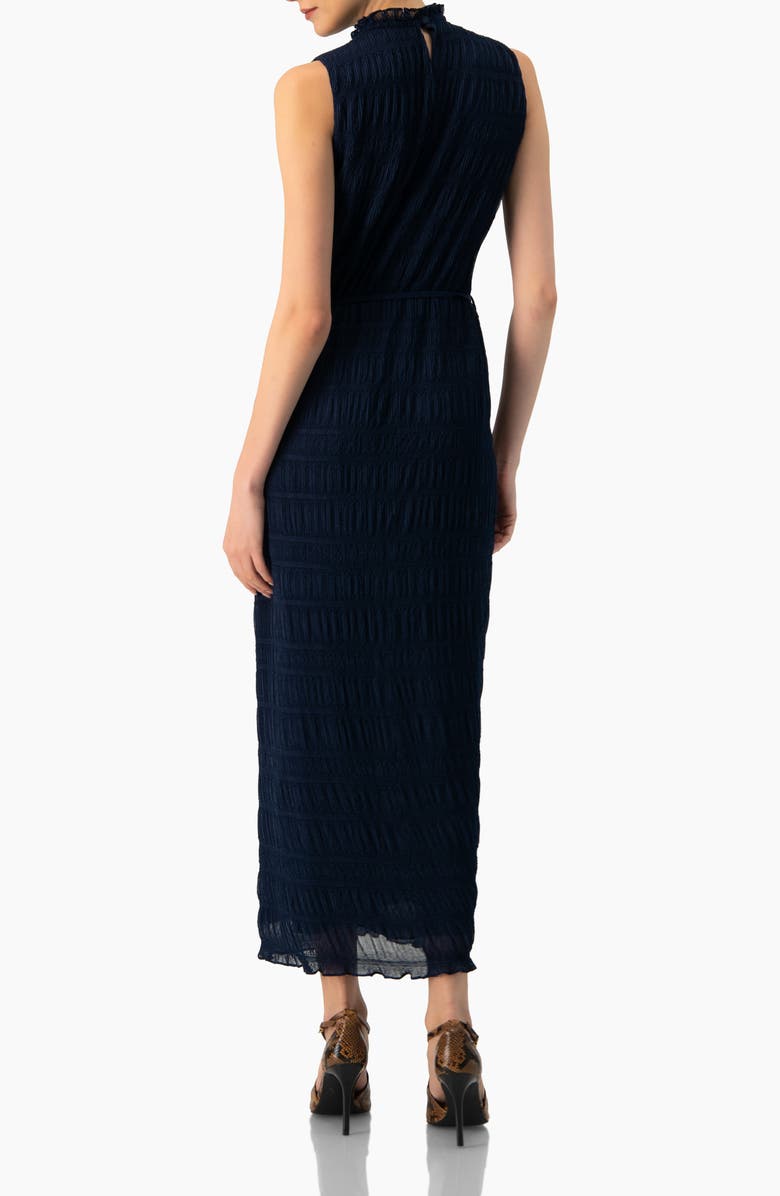 IVONNE Sleeveless Long Pleated Dress, Alternate, color, Navy Blue