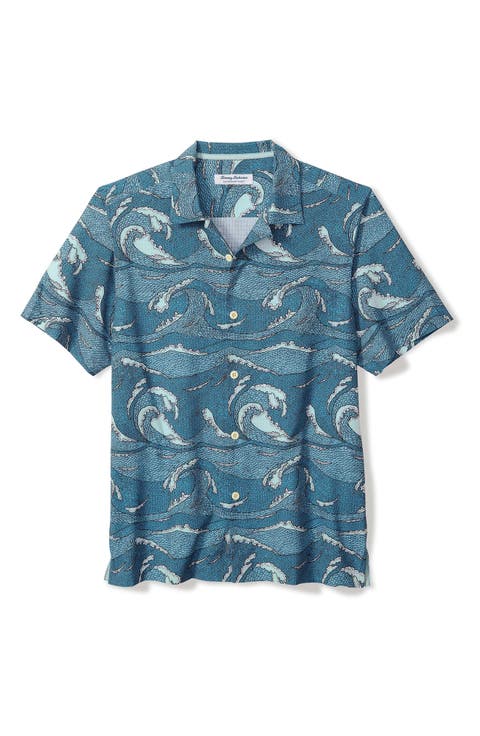 Bahama Coast Wavescape Oasis IslandZone® Short Sleeve Button-Up Shirt