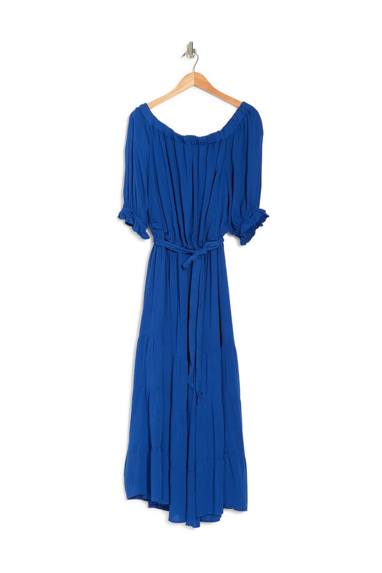 Lulu Off-the-Shoulder Peasant Maxi Dress, Alternate, color, SURF THE WEB